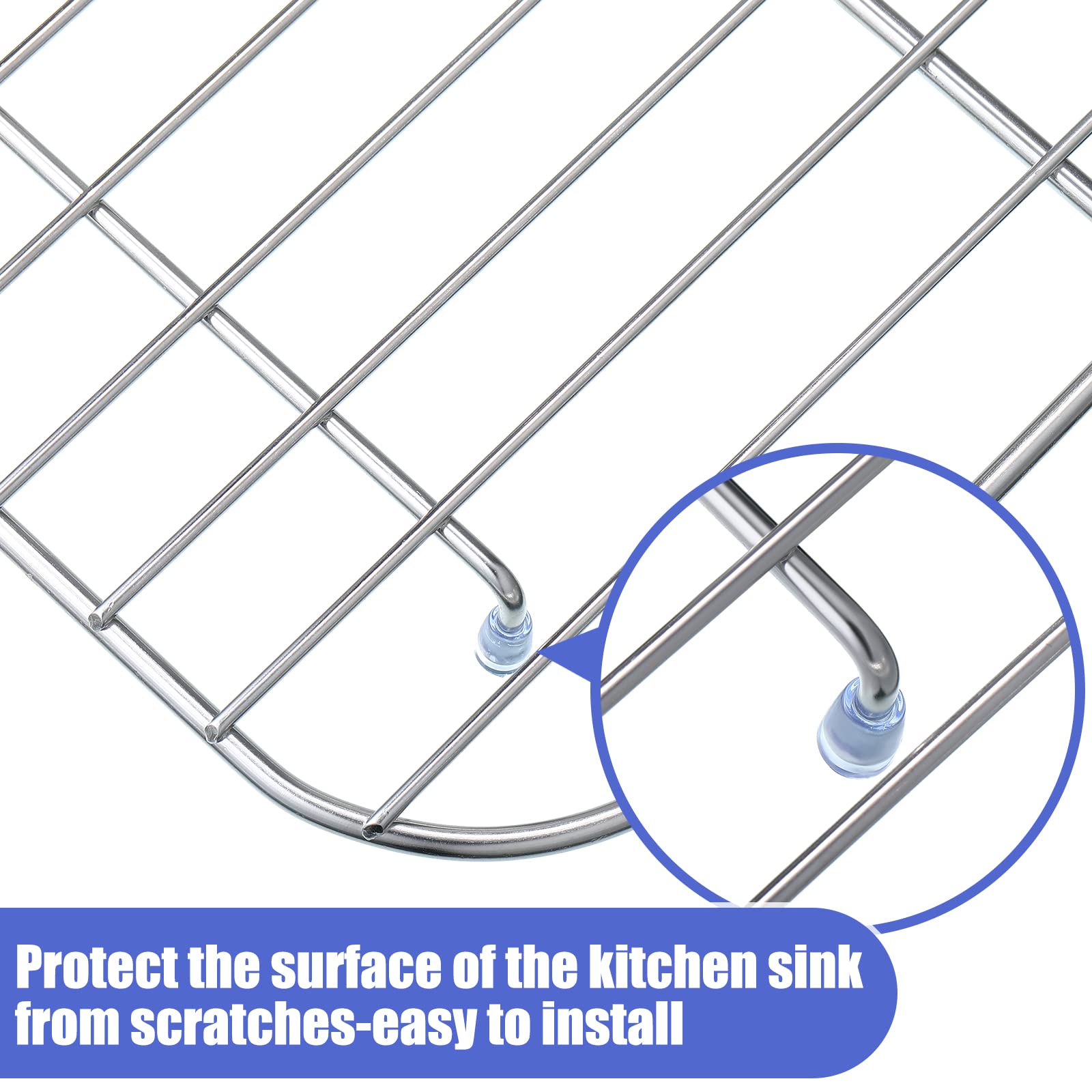 60 Packs Kitchen Sink Rack Feet Sink Rack for Bottom of Sink PVC Sink Protector with Bumpers Protective Sink Cover Farmhouse Sink Accessories Sink Replacement Feet for Kitchen Sink Grid, Clear