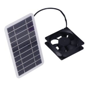 fafeicy 2.5w solar panel fan, polysilicon solar pet exhaust air flowing fan, with dual female usb ports, for outdoor breeding planting, 5v 0-400ma, solar panels