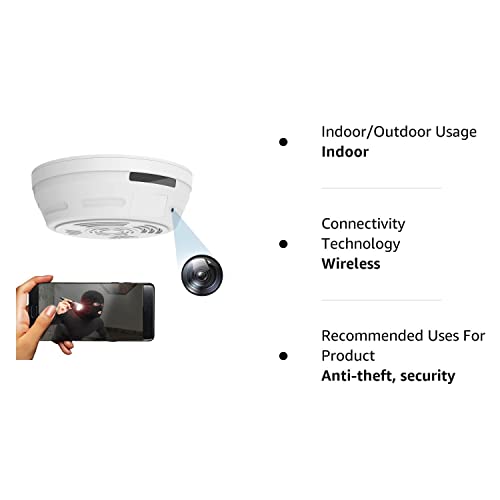 Spy Camera Smoke Detector Hidden Camera - WiFi 180 Days Standby 1080P HD Night Vision PIR Motion Detection Video Recorder Ceiling Nanny Cam