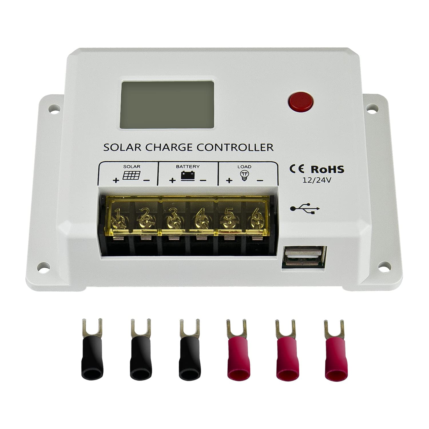 ExpertPower 30A 12/24V Intelligent PWM Solar Charge Controller with Adjustable Parameter LCD Display, Dual USB Ports, for AGM, Gel, LiFePO4