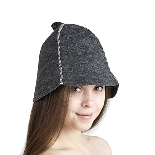 ASKOLD Ukrainian Sauna Hat Gray for Sauna Banya Bath House - Felt Sauna Hat Finnish Ukraine Sauna Hat Russian Banya Hat for Men Sauna Hat for Men