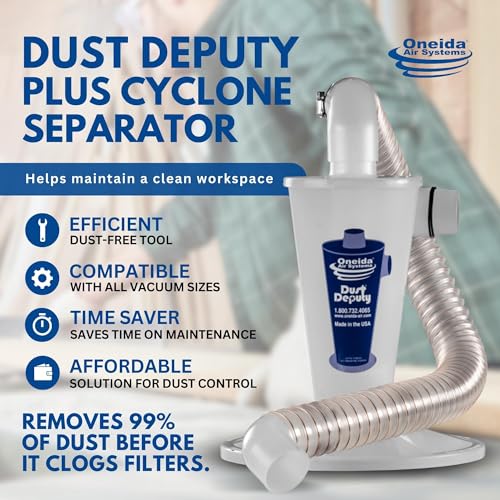 Dust Deputy Plus Anti-Static Retrofit Cyclone Separator Kit for Wet/Dry Shop Vacuums with Collapse-Proof Bucket Lid and Hose (DD Plus)