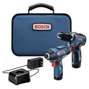 bosch 12v max 2-tool brushless combo kit with 3/8 inch drill/driver, 1/4 inch hex impact driver and 2.0 ah batteries (renewed)