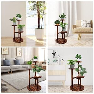Myuilor Plant Stand, Wood Corner Plant Shelf for Indoor Multiple Plants, 3 Tiered Tall Plant Holder Flower Planter Display Rack for Living Room Balcony Outdoor Patio Garden
