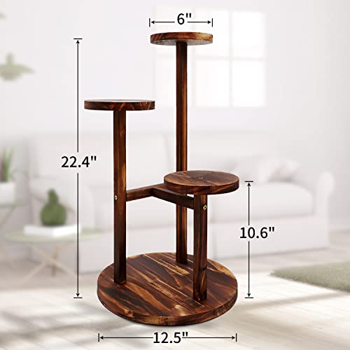 Myuilor Plant Stand, Wood Corner Plant Shelf for Indoor Multiple Plants, 3 Tiered Tall Plant Holder Flower Planter Display Rack for Living Room Balcony Outdoor Patio Garden