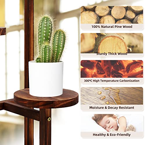 Myuilor Plant Stand, Wood Corner Plant Shelf for Indoor Multiple Plants, 3 Tiered Tall Plant Holder Flower Planter Display Rack for Living Room Balcony Outdoor Patio Garden