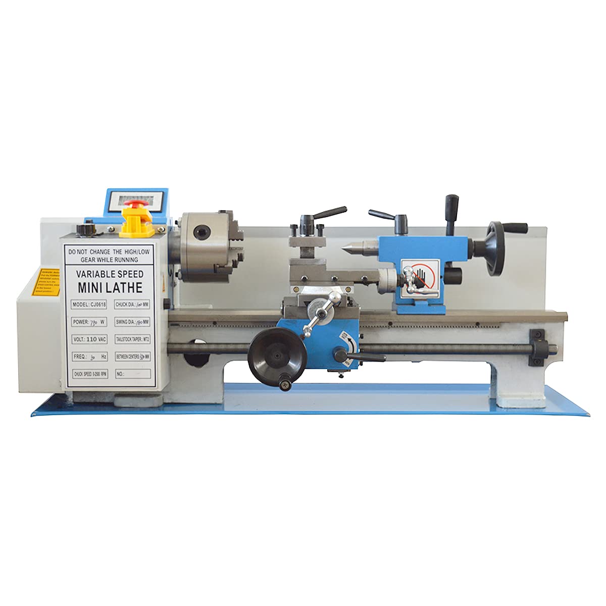 TECHTONGDA 1HP Metal Lathe Precision Bench Lathe Brushless Motor All Metal Gears Variable Speed Turning Machine MT4.5 1.26" Spindle Bore