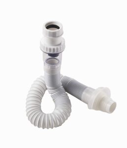 leirsdam 1-1/4" expandable flexible universal drain, odor resistant universal washbasin s tube sink drain tube p trap tube, white