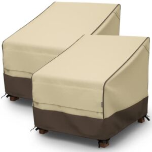 mr.cover outdoor chair covers waterproof, 32-inch patio furniture covers for lounge deep seat, large air vents, uv-resistant & heavy duty material, brown & khaki, 2-pack