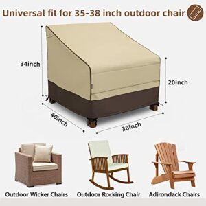 MR.COVER Outdoor Chair Covers Waterproof, 38-Inch Patio Furniture Covers for Lounge Deep Seat, Large Air Vents, UV-Resistant & Heavy Duty Material, Brown & Khaki, 2-Pack