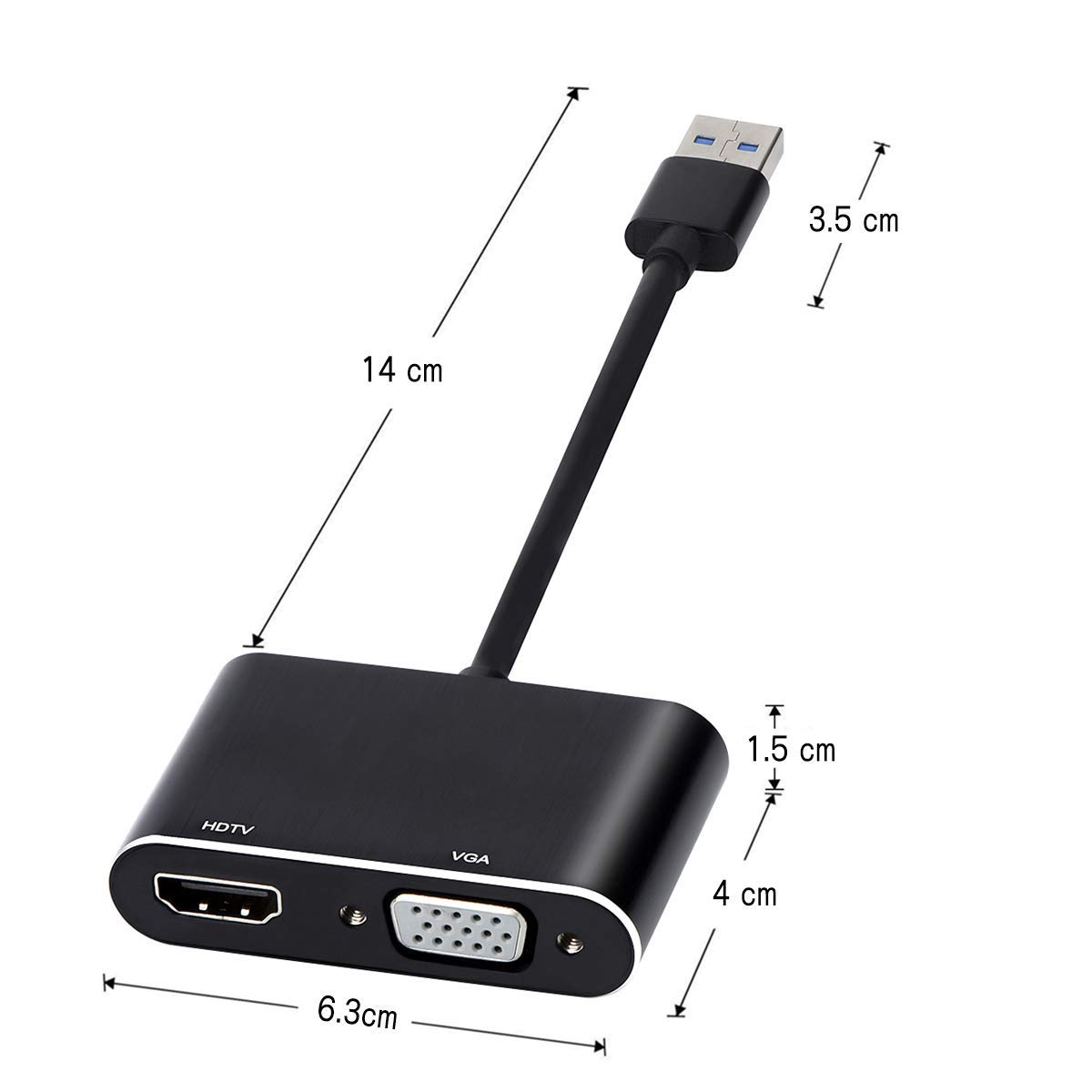 USB 3.0 to HDMI &VGA Display Adapter HD 1080P Video Converter for Laptop Notebook Computer Windows 7/8/10