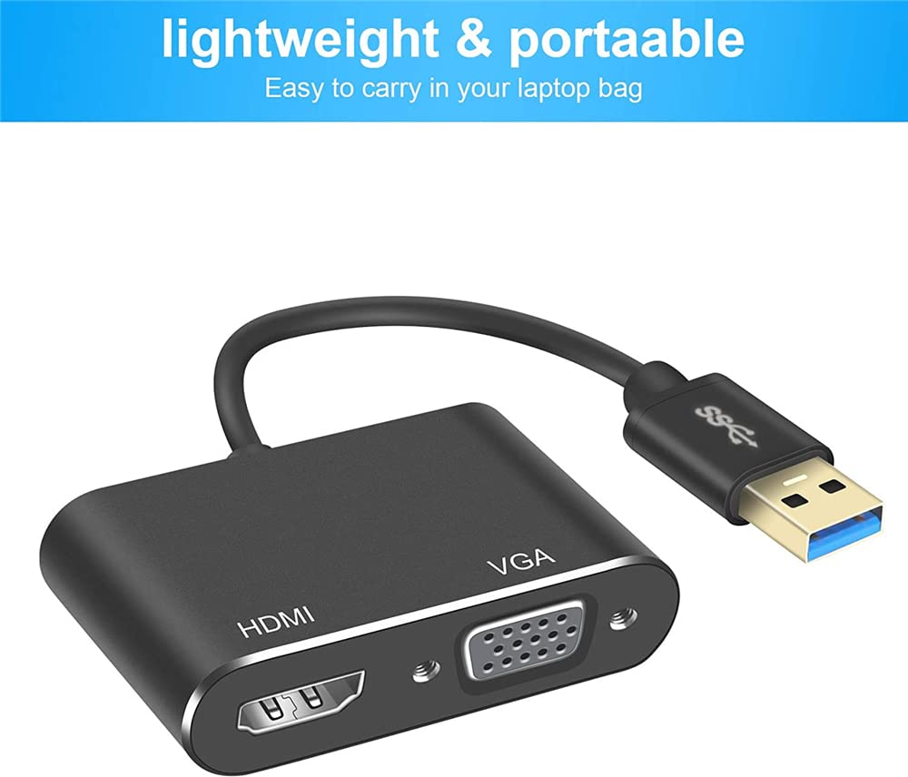 USB 3.0 to HDMI &VGA Display Adapter HD 1080P Video Converter for Laptop Notebook Computer Windows 7/8/10