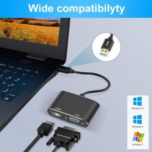 USB 3.0 to HDMI &VGA Display Adapter HD 1080P Video Converter for Laptop Notebook Computer Windows 7/8/10