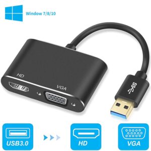 USB 3.0 to HDMI &VGA Display Adapter HD 1080P Video Converter for Laptop Notebook Computer Windows 7/8/10