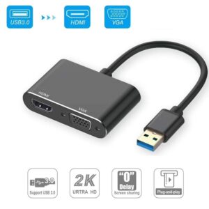 USB 3.0 to HDMI &VGA Display Adapter HD 1080P Video Converter for Laptop Notebook Computer Windows 7/8/10