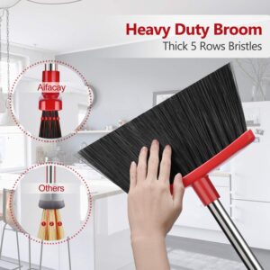 Broom and Dustpan Set for Home, Aifacay Dust Pan and Broom Set Long Handle Commercial Dustpan Broom for Lobby Deck Heavy Duty Broom with Dustpan Combo Set