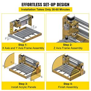 VEVOR CNC Router Machine, 3018 w/GRBL Offline Control, Limit Switches & Emergency-Stop, PCB PVC Wood leather Engraving Machine, Dustproof Safe Acrylic Baffle, XYZ Working Area 300 x 180 x 45mm