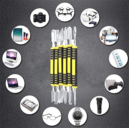 CREAMIC Metal Crowbar 6-Piece Set, Electronic Repair Tools Kit, Mini Multi Home Appliance Disassemble Tool, Opening Pry Tool Repair Kit, for Cellphone Laptops Tablets, Double Head and Non-Slip Handle