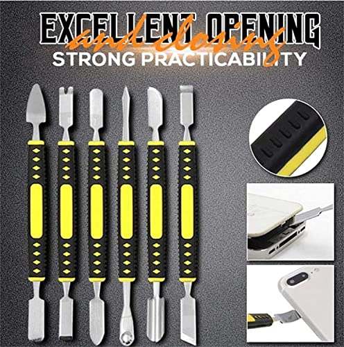 CREAMIC Metal Crowbar 6-Piece Set, Electronic Repair Tools Kit, Mini Multi Home Appliance Disassemble Tool, Opening Pry Tool Repair Kit, for Cellphone Laptops Tablets, Double Head and Non-Slip Handle