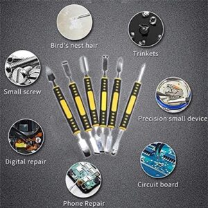 CREAMIC Metal Crowbar 6-Piece Set, Electronic Repair Tools Kit, Mini Multi Home Appliance Disassemble Tool, Opening Pry Tool Repair Kit, for Cellphone Laptops Tablets, Double Head and Non-Slip Handle