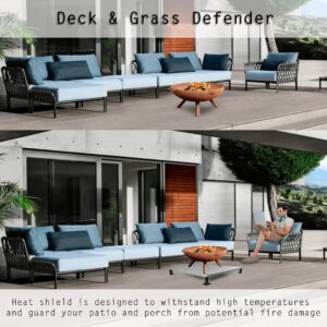 FEBTECH Portable Fire Pit Deck Defender & Grass Guard Heat Shield 25" for an Outdoor Fire Pits, Diamond-Plated Aluminum with Steel Frame Underneath to Protect Composite Wooden Deck, Patio, and Camping