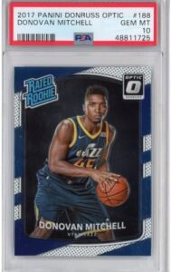 graded 2017-18 panini donruss optic donovan mitchell #188 rookie rc basketball card psa 10 gem mint