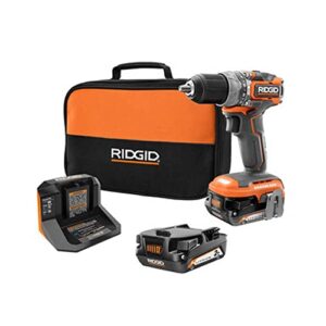 ridgid r8711k 18v sub compact brushless 1/2 in. hammer drill kit with (2) 2.0 ah batteries, charger, and bag