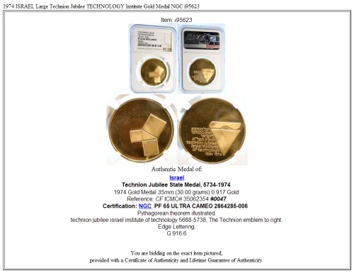 1974 IL 1974 ISRAEL Large Technion Jubilee TECHNOLOGY Ins coin PF 65 ULTRA CAMEO NGC