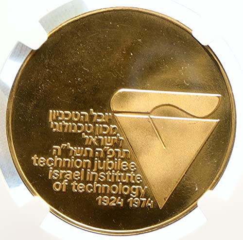 1974 IL 1974 ISRAEL Large Technion Jubilee TECHNOLOGY Ins coin PF 65 ULTRA CAMEO NGC