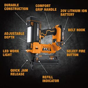 Freeman PE20V31618G 20 Volt Cordless 3-in-1 16 and 18 Gauge Nailer/Stapler Kit with Lithium Ion Battery, Charger, Bag, and Fasteners (600 Count) – 1300 Shots Per Charge