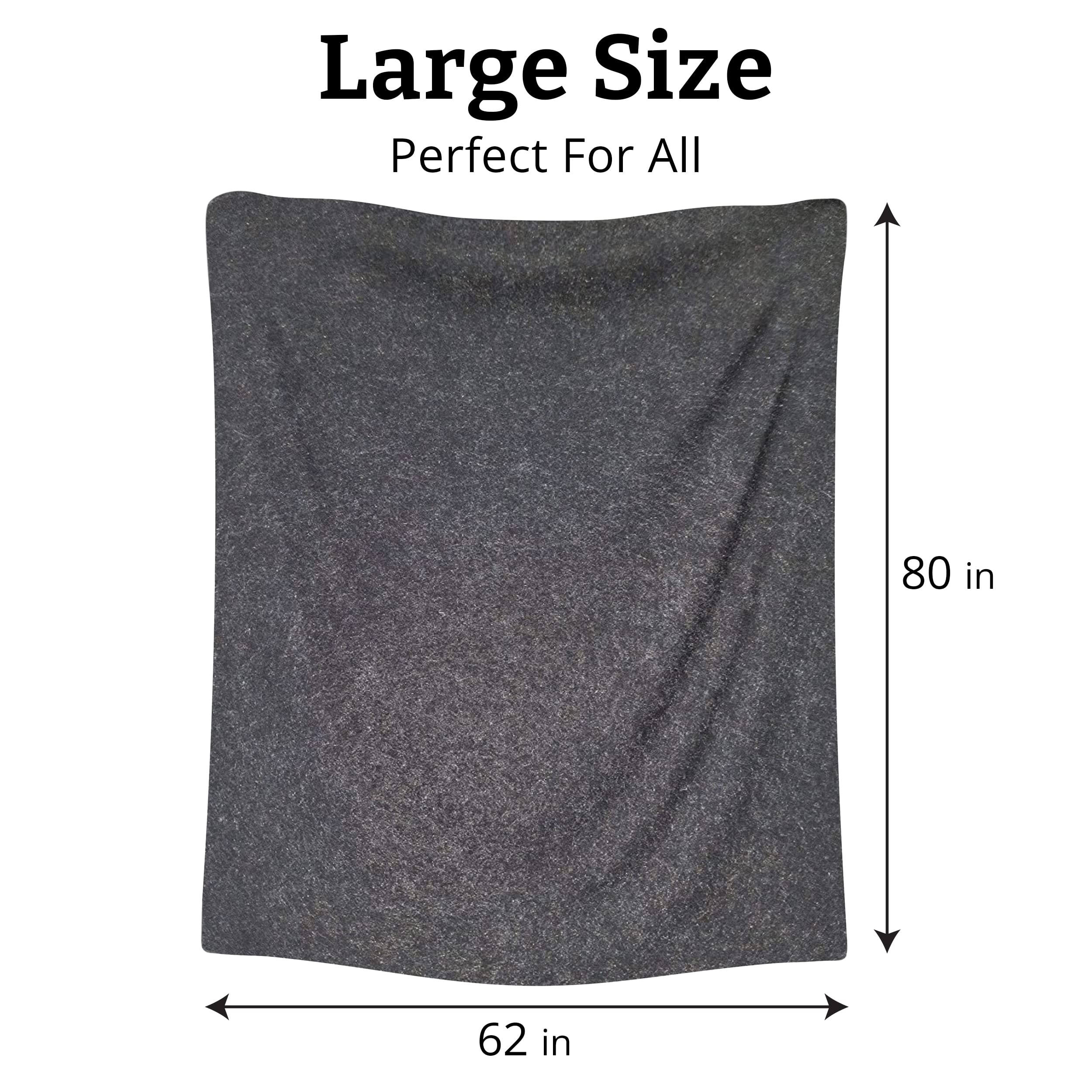 Grey 62x80 Military Wool Blanket for Emergency ,Camping & Everyday Use (Grey)