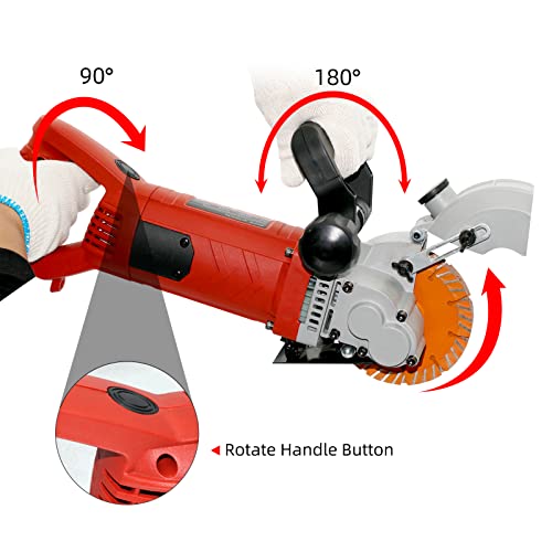 TIEKJOT Electric Wall Chaser Groove Cutting Machine Grooving Concrete Cutter 110V 4800W for Brick Slotting Groover Power Masonry Saw With 5Pcs 5Inch Saw Blades Infrared Sighting and Dustproof