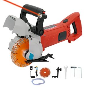 TIEKJOT Electric Wall Chaser Groove Cutting Machine Grooving Concrete Cutter 110V 4800W for Brick Slotting Groover Power Masonry Saw With 5Pcs 5Inch Saw Blades Infrared Sighting and Dustproof