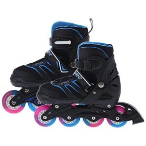 zerone roller skates, children adjustable roller skates colorful stable wheel inline skates for girls boys outdoor use, triple protection s/m/l(s-blue)