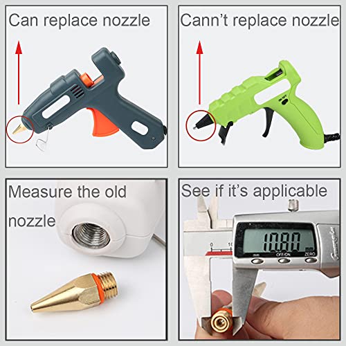 Wolfride 4Pcs Glue Gun Nozzle Set Hot Glue Gun Tips 10.8mm Thread Interchangeable Copper Nozzle Bore Diameter 2mm 3mm