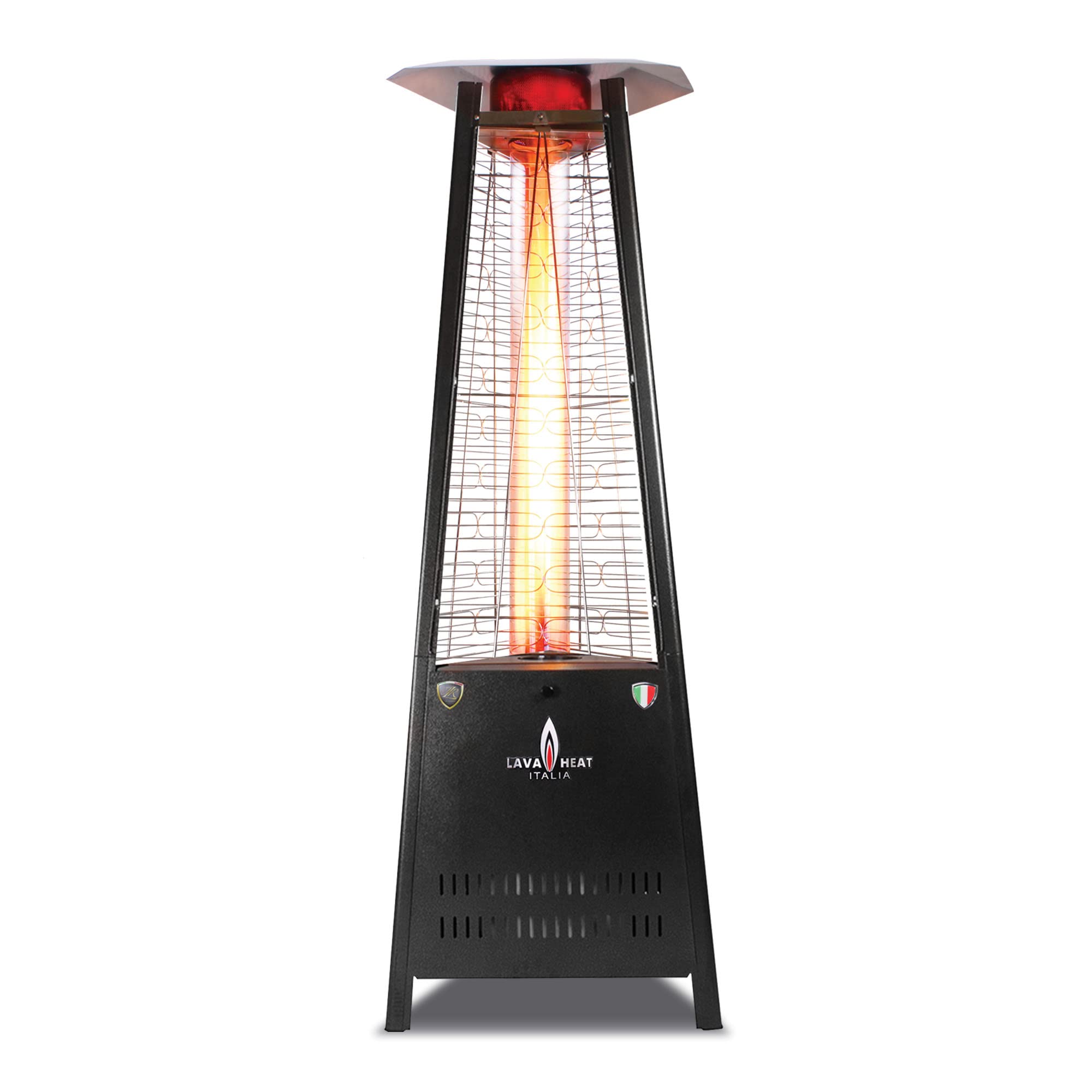 Lava 2G A-LINE 8 ft. Portable Propane Pyramid Patio Heater - Remote Control - 66000 BTU - Triple Protection System - Safety Tilt Switch - Electronic Ignition - 4 Inches Glass Tube - Heritage Bronze