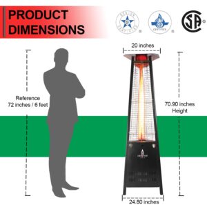 Lava 2G A-LINE 8 ft. Portable Propane Pyramid Patio Heater - Remote Control - 66000 BTU - Triple Protection System - Safety Tilt Switch - Electronic Ignition - 4 Inches Glass Tube - Heritage Bronze