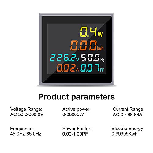 KETOTEK AC Current Voltage Amperage 6in1 Power Energy Monitor LCD Digital Display Voltmeter Ammeter AC 50.0-300.0V 100A Mini Multimeter Volt Amp Watt Meter with Current Transformer CT