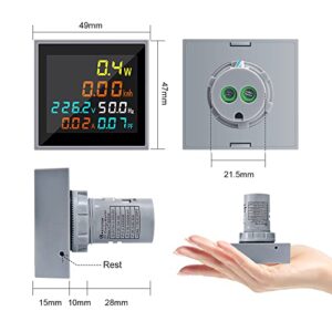 KETOTEK AC Current Voltage Amperage 6in1 Power Energy Monitor LCD Digital Display Voltmeter Ammeter AC 50.0-300.0V 100A Mini Multimeter Volt Amp Watt Meter with Current Transformer CT