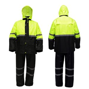 HAOKAISEN Rain Gear, Rain suit for Men Lightweight Waterproof High Visibility Reflective Safety Jacket with Pants(Yellow X-Large)