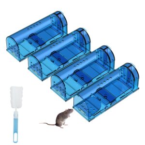 lllteri humane mouse traps, catch& release, reusable rat traps, easy to set and safe for family and pets, no kill for small rodent/voles/hamsters/moles, catcher that works for indoor/outdoor, 4 pack