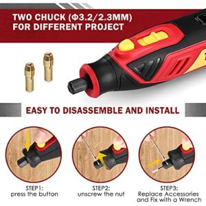 4V Cordless Rotary Tool, 5-Speed 25000RPM TECCPO Mini Power Rotary Tool with 53 Accessories, Rechargeable Rotary Tool for Grinding, Polishing, Wood Carving, Engraving, Soft Metal Drilling, Cutting