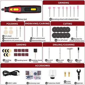 4V Cordless Rotary Tool, 5-Speed 25000RPM TECCPO Mini Power Rotary Tool with 53 Accessories, Rechargeable Rotary Tool for Grinding, Polishing, Wood Carving, Engraving, Soft Metal Drilling, Cutting