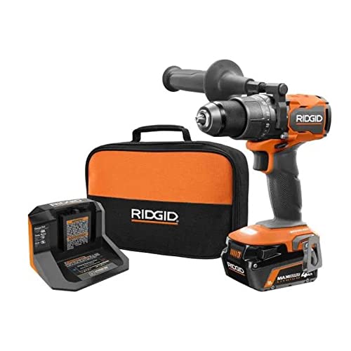 RIDGID 18V Brushless Cordless 1/2 in. Hammer Drill/Driver Kit with 4.0 Ah MAX Output Battery, 18V Charger, and Tool Bag