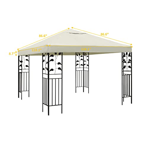 LooDro Canopy Replacement Top Cover Polyester Cloth Single/Double Tier Patio Grill Gazebo Pop Up Tent Roof Replacement Top Outdoor Gazebo Tent Shelter with Air Vent for 10'X10'