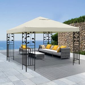 LooDro Canopy Replacement Top Cover Polyester Cloth Single/Double Tier Patio Grill Gazebo Pop Up Tent Roof Replacement Top Outdoor Gazebo Tent Shelter with Air Vent for 10'X10'