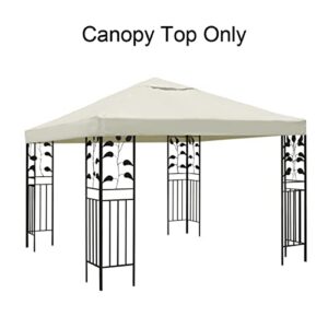 LooDro Canopy Replacement Top Cover Polyester Cloth Single/Double Tier Patio Grill Gazebo Pop Up Tent Roof Replacement Top Outdoor Gazebo Tent Shelter with Air Vent for 10'X10'