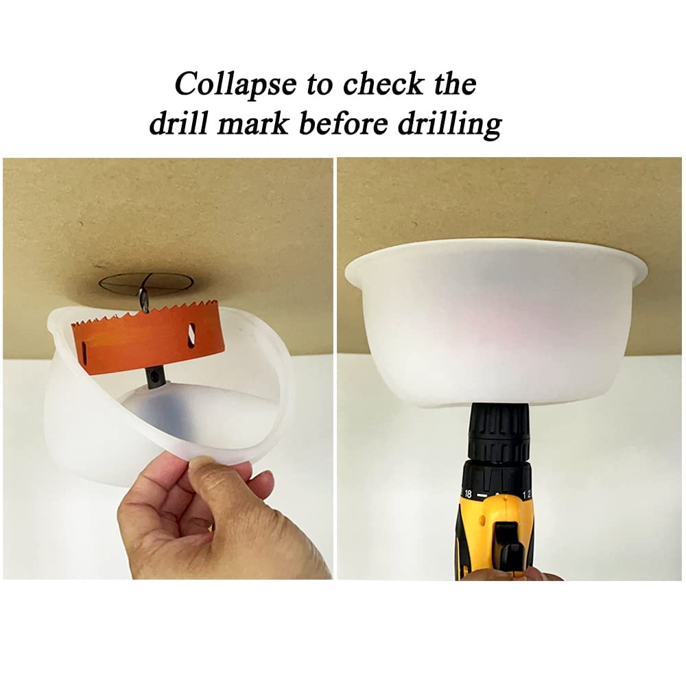 Hole Saw Dust Bowl, Drill Dust Bowl, Overhead Drilling Dust Cover, Dust Collector for Installing Recessed Ceiling Lights and other Drilling Works -Not Including Hole Saw and Drill Driver (White)