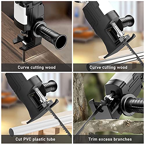 WMLBK Cordless Saw Drill Attachment, Portable Reciprocating Saw Attachment Adapter Jig Saw Attachment with 15pcs Blades for Metal Wood Cutting