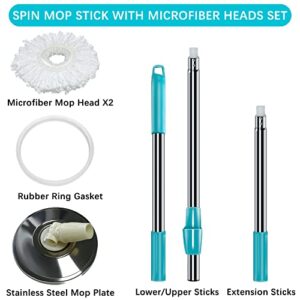 Floor Microfiber Wet Dry Mop, Tsmine Hardwood Floor Mop for Floor Cleaning, Commercial Household Clean Hardwood, Mop & Refills Set Include 2 Replacement Heads Refills and 61" Extended Mop Pole Handle